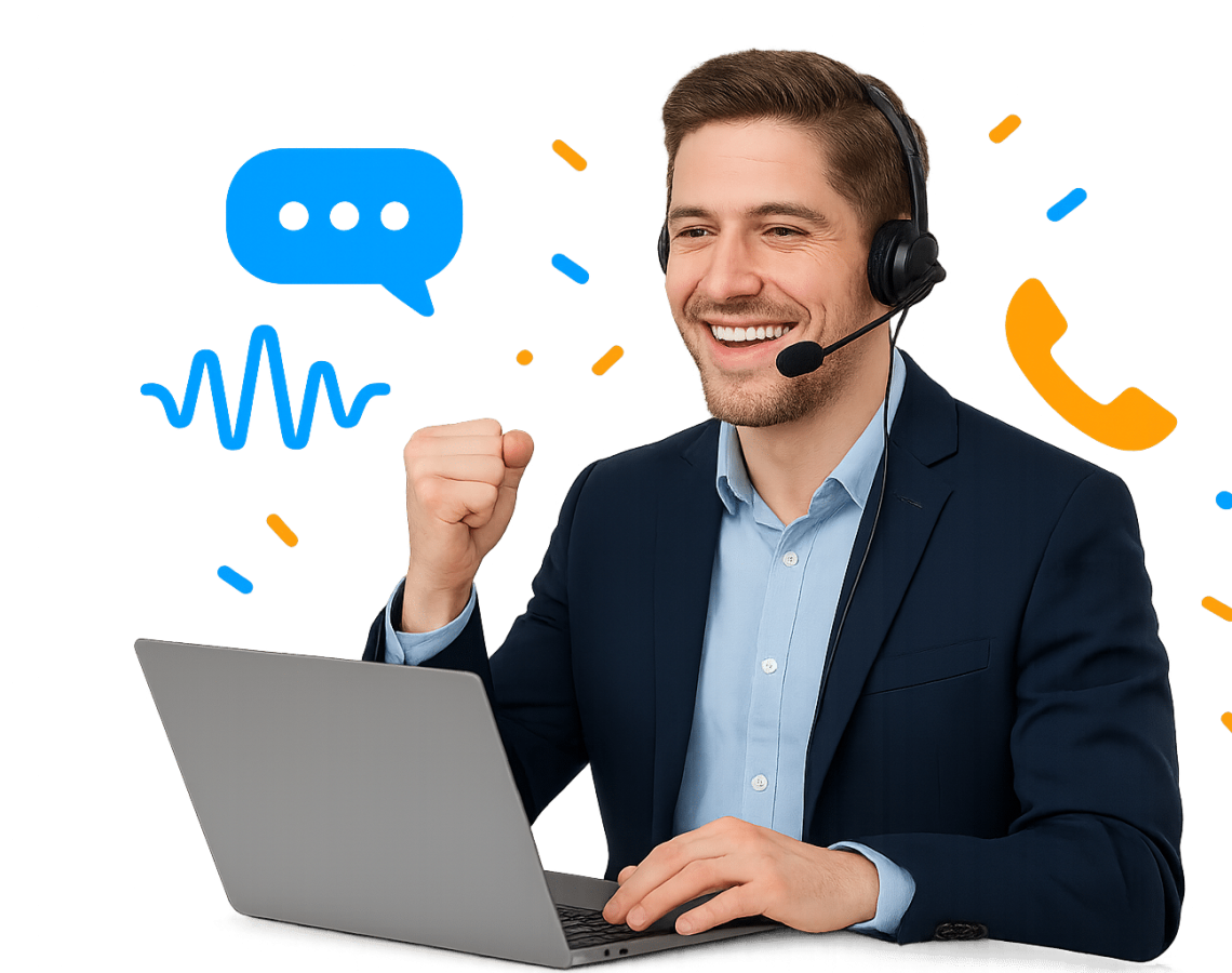 Sydney AI voice chatbot answering a customer phone call, booking a time and texting a confirmation.
